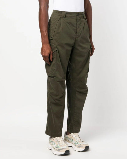 Stretch Sateen Pants Loose Fit Black Ivy Green