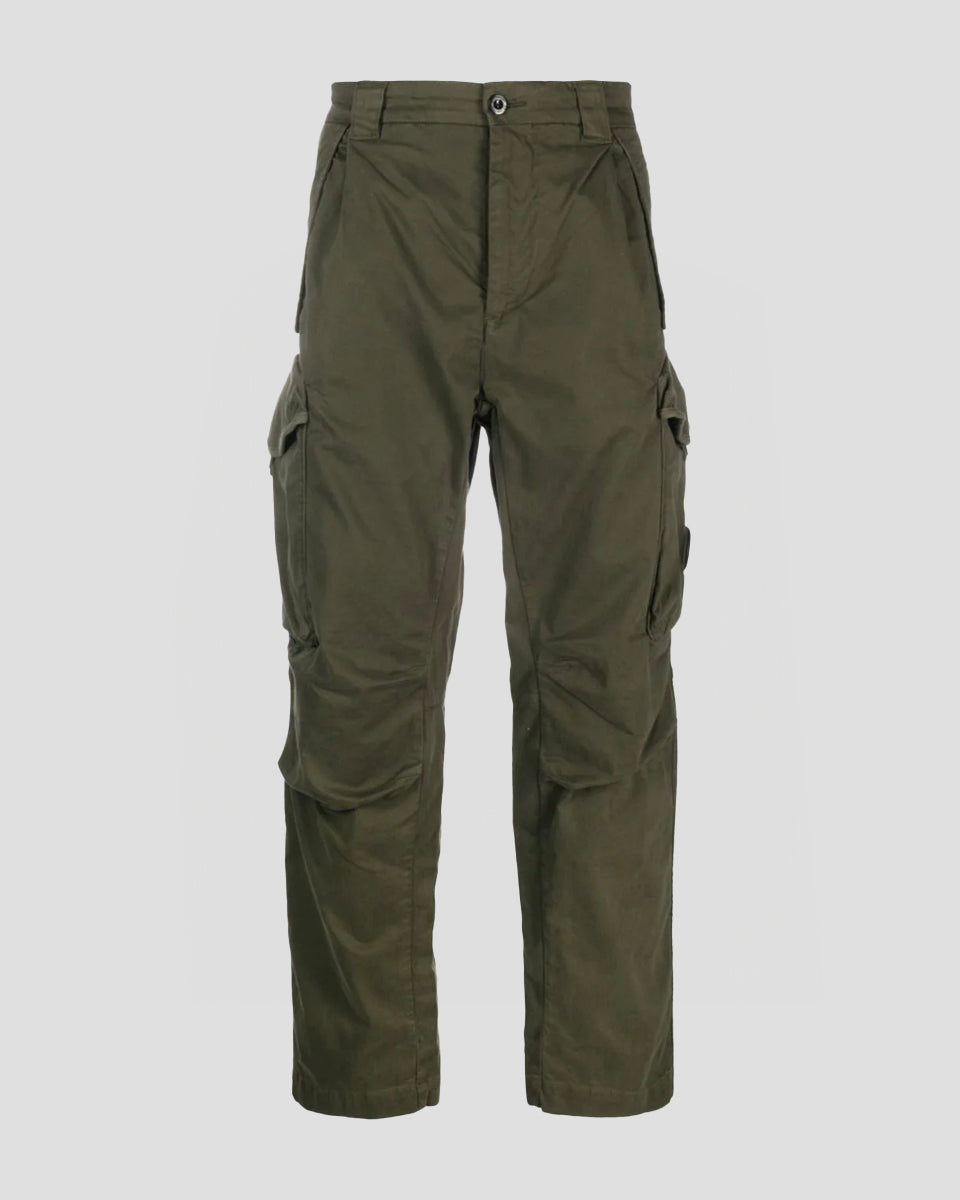 Stretch Sateen Pants Loose Fit Black Ivy Green