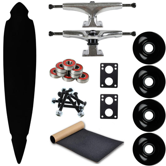 Moose Longboard Complete 9" x 46" Concave Cut Out Pintail Black