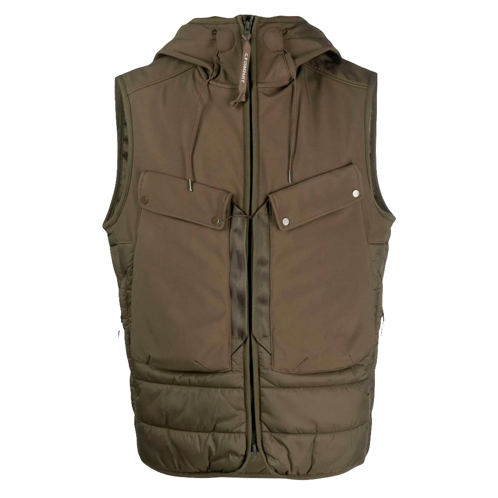 Cp Company Mixed Shell-R Goggle Gillet In Ivy Green