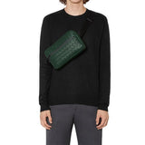 Load image into Gallery viewer, Bottega Veneta Pine Green Braided Calfskin Zipper Chest - Waist Bag
