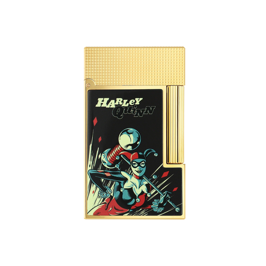 S.T. DUPONT Ligne 2 DC COMICS Lacquered Gold Harley Quinn Lighter/Briquet C16696