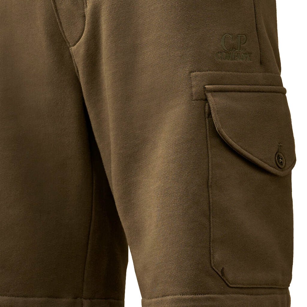 C.P. Company Diagonal Raised Fleece Cargo Embroidered Logo Sweatshorts