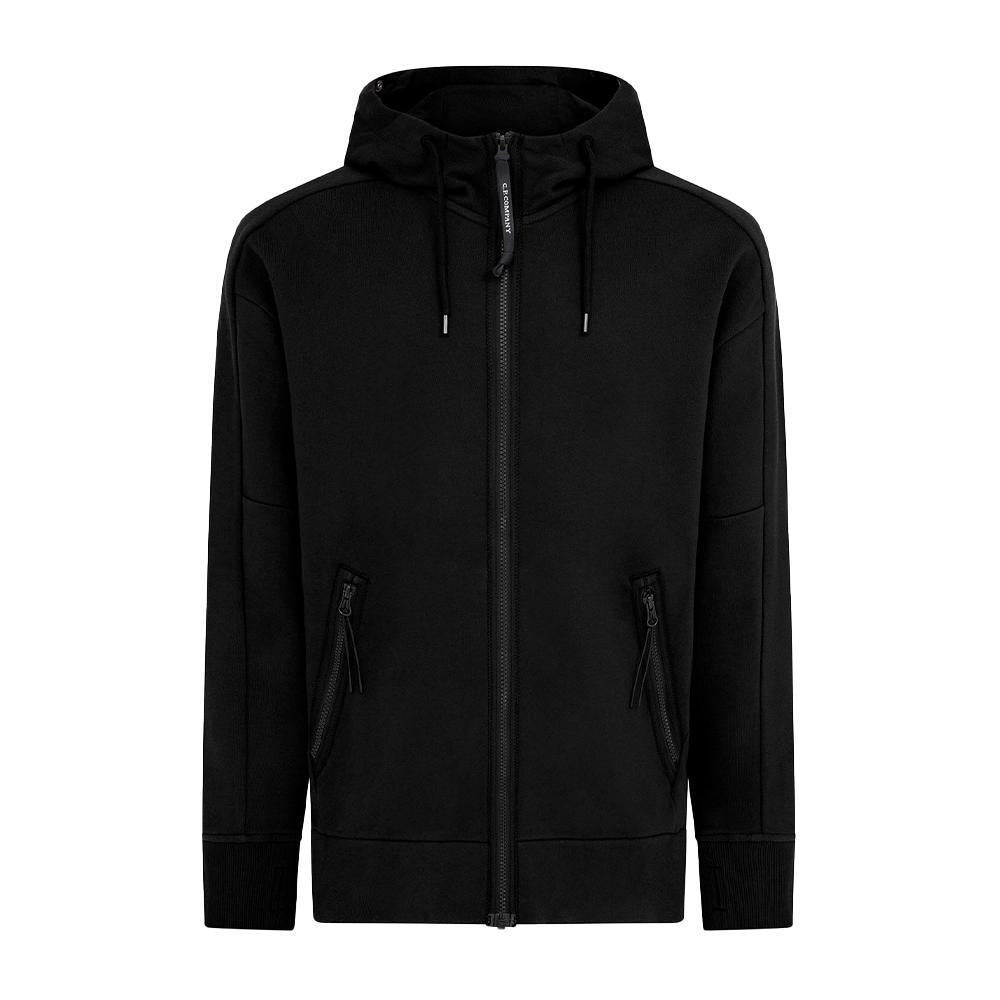 [C.P. Company] Diagonal Raised Fleece Full Zip Goggled Hoodie in Black