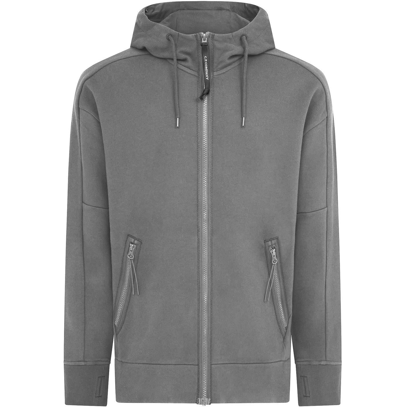[C.P. Company] Diagonal Raised Fleece Full Zip Goggle Hoodie in Dark Shadow
