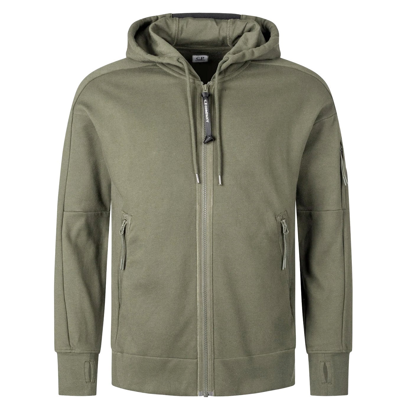 [C.P. Company] Diagonal Raised Fleece Full Zip Lens Hoodie in Fallen Rock