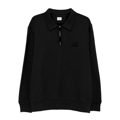 [C.P. Company] Diagonal Raised Fleece Half Zip in Black