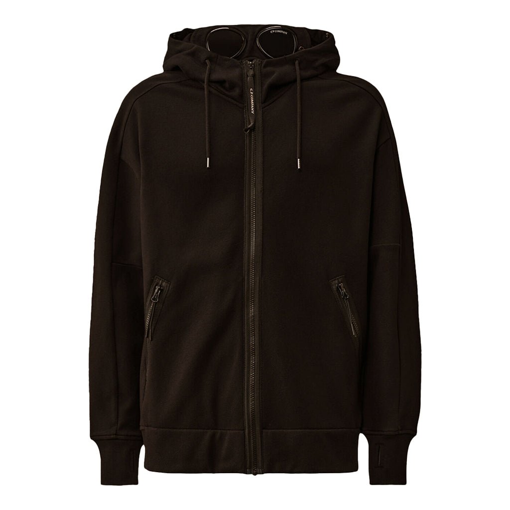 [C.P. Company] Diagonal Raised Fleece Zipped Goggle Hooded Sweatshirt