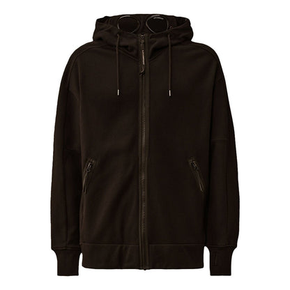 [C.P. Company] Diagonal Raised Fleece Zipped Goggle Hooded Sweatshirt