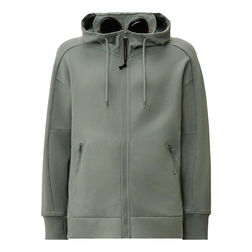 [C.P. Company] Diagonal Raised Fleece Zipped Goggle Hooded Sweatshirt