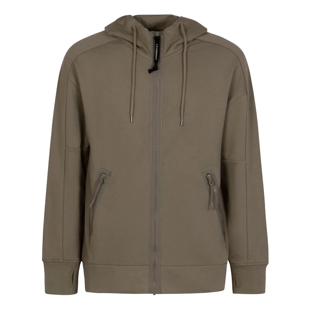 [C.P. Company] Diagonal Raised Fleece Zipped Goggle Hooded Sweatshirt