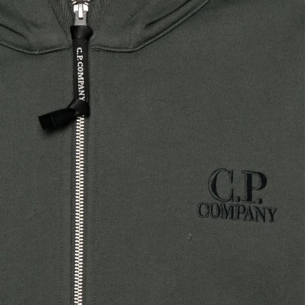 [C.P. Company] Diagonal Raised Fleece Zipped Logo Hooded Sweatshirt