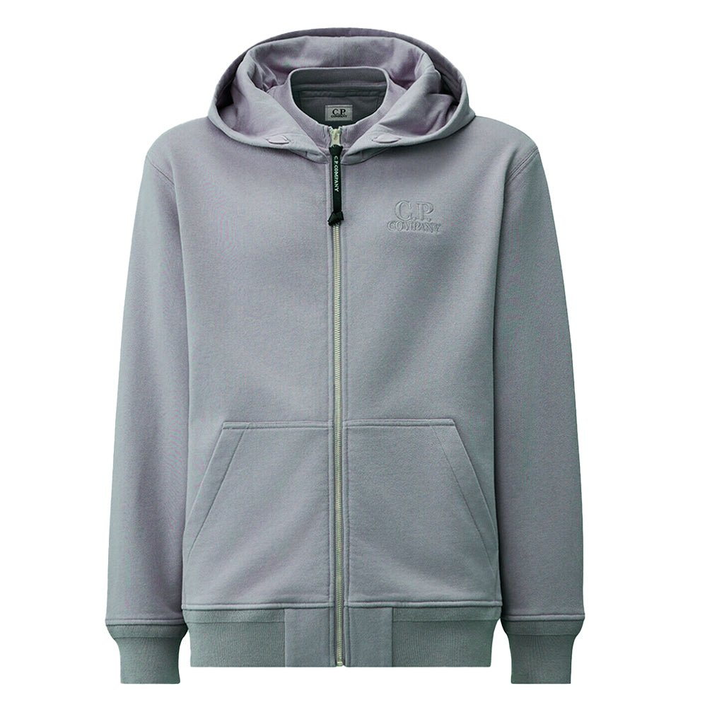 [C.P. Company] Diagonal Raised Fleece Zipped Logo Hooded Sweatshirt