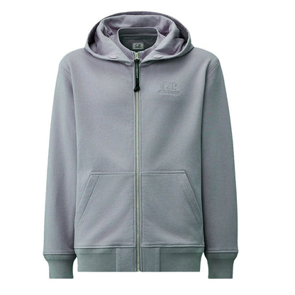 [C.P. Company] Diagonal Raised Fleece Zipped Logo Hooded Sweatshirt