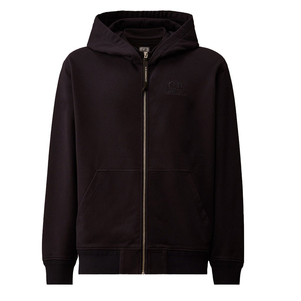 [C.P. Company] Diagonal Raised Fleece Zipped Logo Hooded Sweatshirt