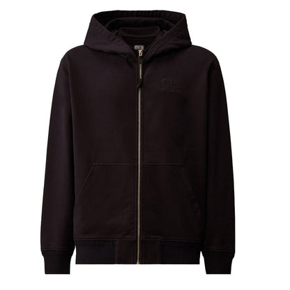 [C.P. Company] Diagonal Raised Fleece Zipped Logo Hooded Sweatshirt