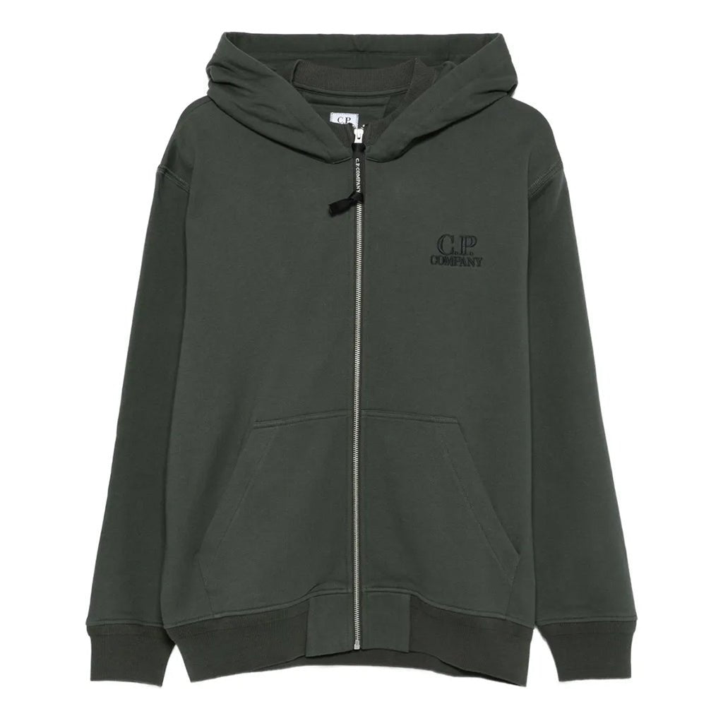 [C.P. Company] Diagonal Raised Fleece Zipped Logo Hooded Sweatshirt