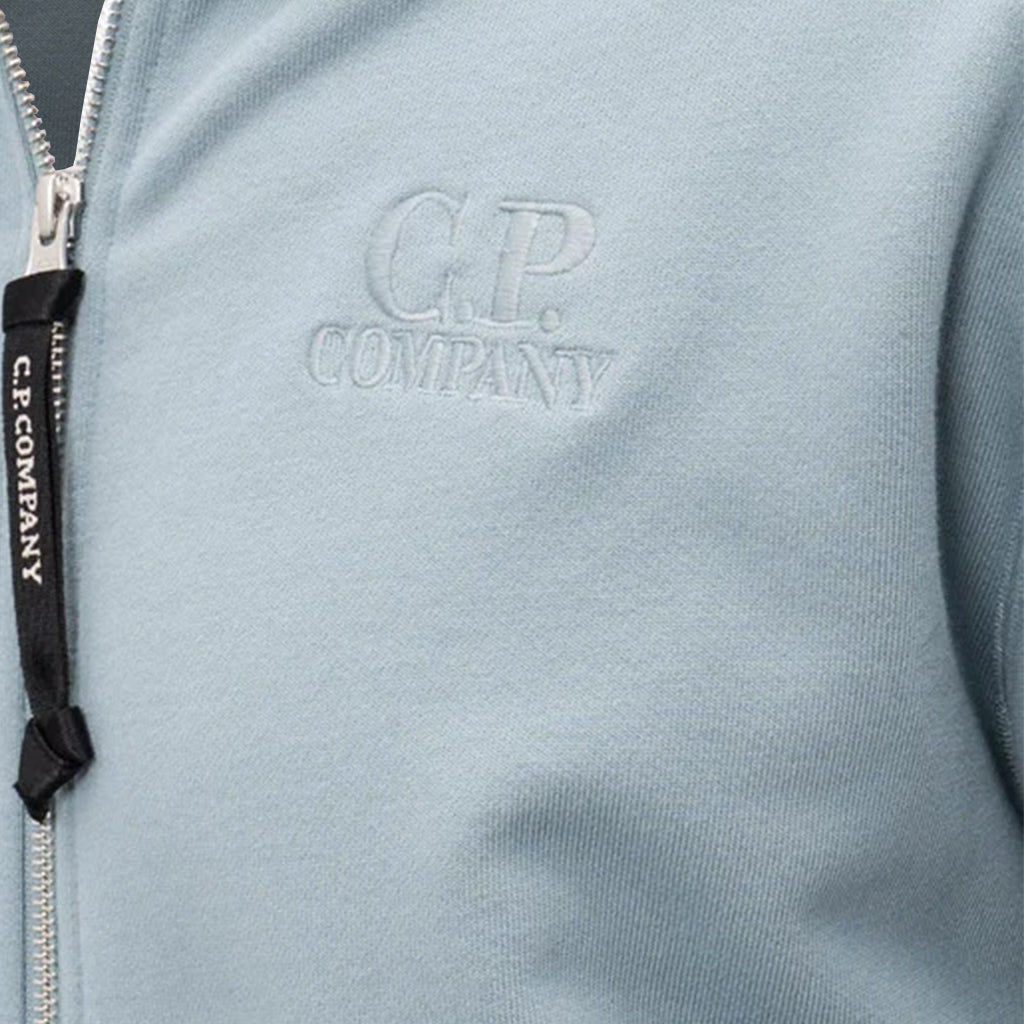 [C.P. Company] Diagonal Raised Fleece Zipped Logo Hooded Sweatshirt