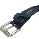 Load image into Gallery viewer, Dior Belt Logo Jacquard Small Item Canvas Leather Navy Silver Hardware