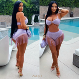 Load image into Gallery viewer, Ole sequin fringe bikini set (Lilac)