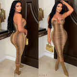 Load image into Gallery viewer, Snake midi dress (Brown)