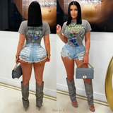 Load image into Gallery viewer, Aiko crystal pocket shorts (Blue)