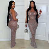 Load image into Gallery viewer, Polly crystal dress (Nude/Silver)
