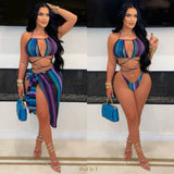 Load image into Gallery viewer, Averi bikini skirt set (Purple aqua)