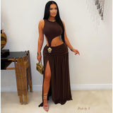 Load image into Gallery viewer, Amirali maxi dress (Brown/gold)