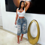 Load image into Gallery viewer, Double waist denim shorts (Blue)