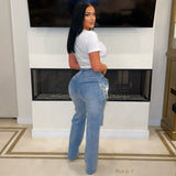 Load image into Gallery viewer, Butterfly crystal jeans (Blue/silver)