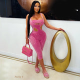 Load image into Gallery viewer, Demi cut out ribbed romper (Pink)
