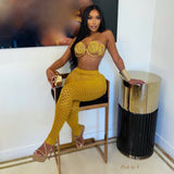 Load image into Gallery viewer, Posh lace glam leggings set (Yellow)