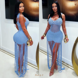 Load image into Gallery viewer, Maui crochet shell maxi dress (Sky blue)