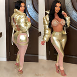 Load image into Gallery viewer, Venus chrome crop jacket (Gold)