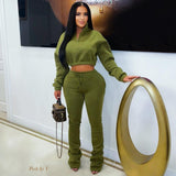 Load image into Gallery viewer, Vibe lounge stacked pants set (Olive)