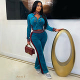 Load image into Gallery viewer, Archives velvet jogger set (Turquoise/wine)