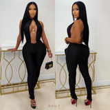 Load image into Gallery viewer, Lenara charm jumpsuit (Black/gold)