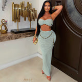 Load image into Gallery viewer, Jade beaded skirt set (Sage)