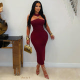 Load image into Gallery viewer, Mishi knit dress (Wine/gold)