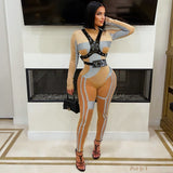 Load image into Gallery viewer, Yonce caged jumpsuit w/harness (Grey/nude/black)