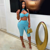 Load image into Gallery viewer, Cayenne capri leggings set (Aqua)