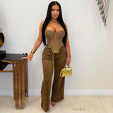 Load image into Gallery viewer, Otali suede pants w/belt (Camel/gold)