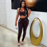 Load image into Gallery viewer, Nari sport leggings set (Brown/white)