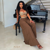 Load image into Gallery viewer, Raffia palazzo jumpsuit (Nude/Brown)