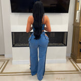 Load image into Gallery viewer, Etana denim crystal corset (Blue)