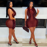 Load image into Gallery viewer, Couture fur mini dress (Burgundy)