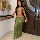 Load image into Gallery viewer, Trophy glam 3pcs bikini skirt set (Olive)