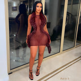 Load image into Gallery viewer, Couture fur mini dress (Burgundy)