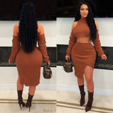 Load image into Gallery viewer, Cassie sweater skirt set (Brown)